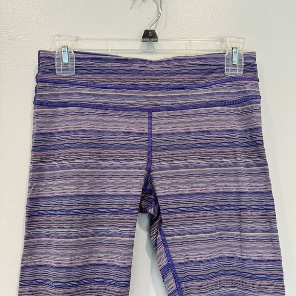 Lululemon Leggings Run Inspire Crop II Luxtreme Purple Stripe Yoga Women sz 6 - Picture 3 of 10